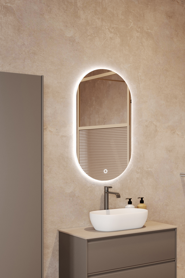 Oval mirror with tuneable ambient lighting Trento U04