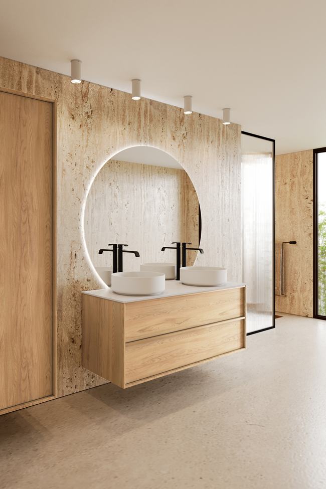 Cabinet with two round countertop basins Casa H10