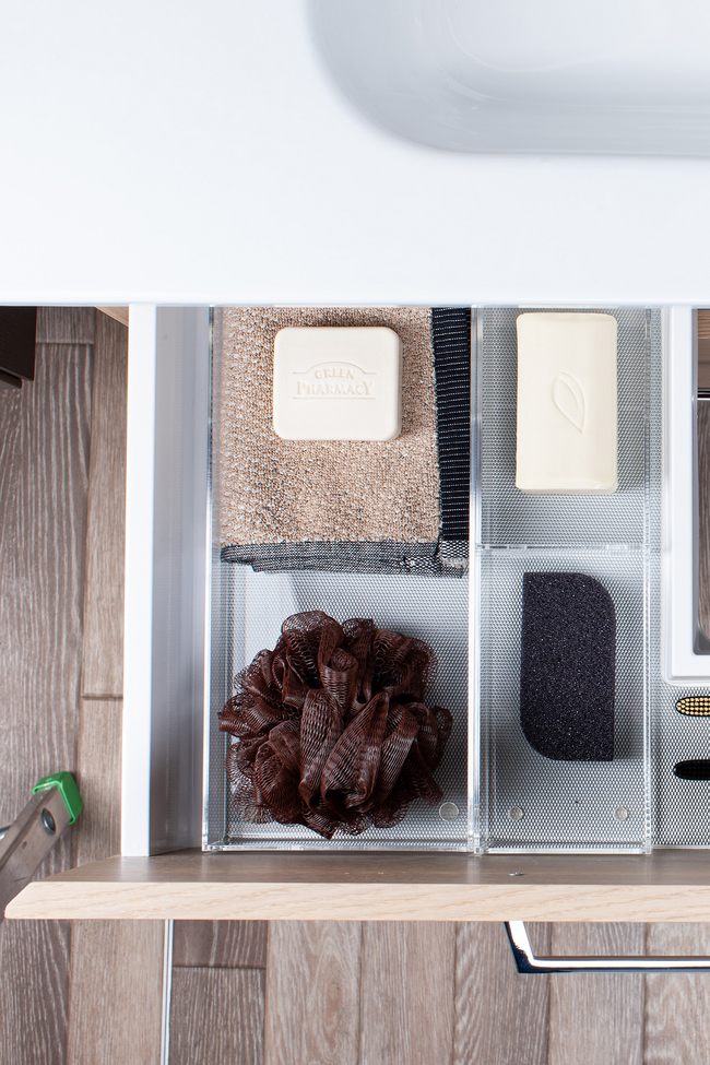 Acrylic dividers to top drawer