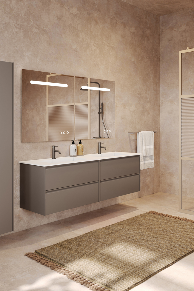 Double cabinet with Corian twin basin Luna L07