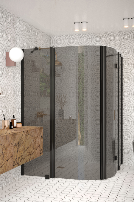 Curved shower enclosure with a hinged and folding door with fixed parts Infinia 277 (224x225)