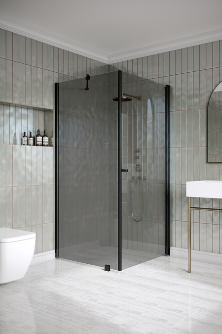 Shower enclosure with a fixed wall and hinged door Classic 146 (101x102)