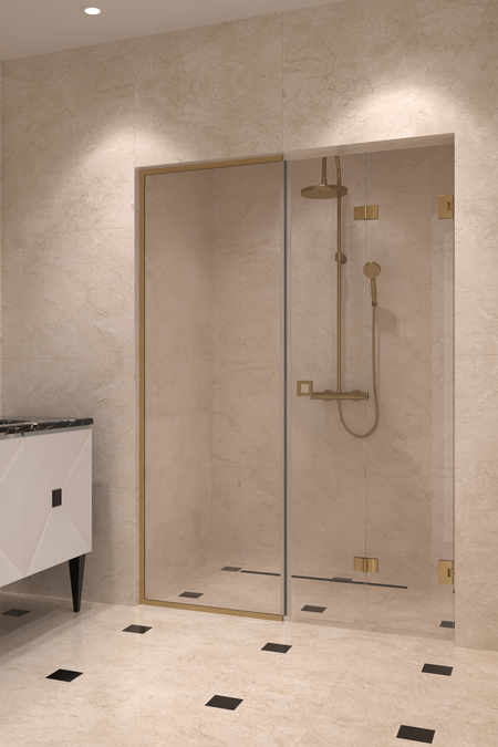 Alcove fitting with a framed fixed wall and folding door Vetro 550