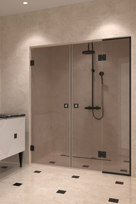 Tilanjakaja kääntyvillä pariovilla joista toisessa kiinteä osa Vetro 555