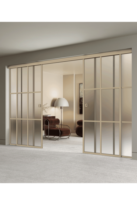 Double sliding doors with soft closing mechanism and 2 fixed walls Inne C4P Paris