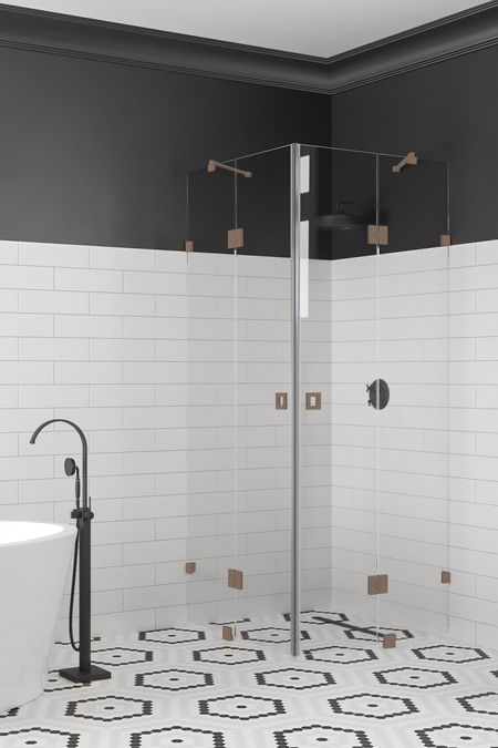 Shower enclosure with hinged doors with fixed parts Vetro 548 (514x514)