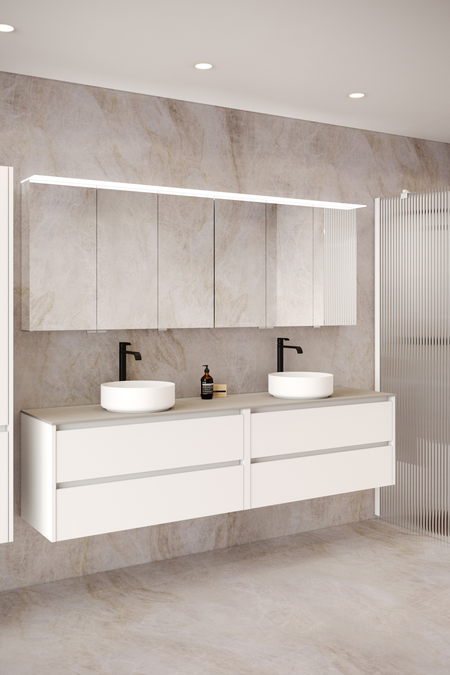 Double cabinet with two round countertop basins Classic K06