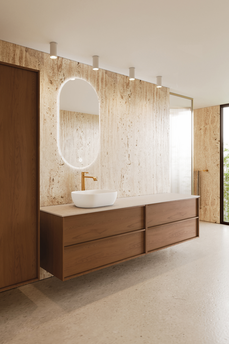 Double cabinet with oval countertop basin Casa H13