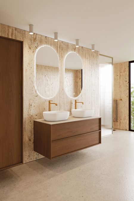 Cabinet with two oval countertop basins Casa H14