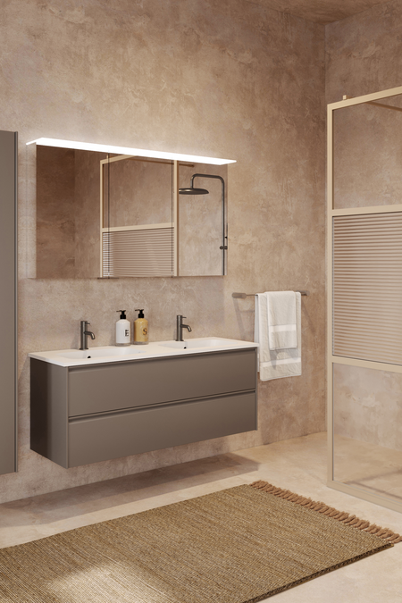 Cabinet with ceramic twin basin Luna L02