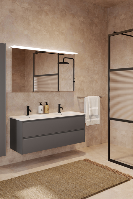Cabinet with ceramic twin basin Luna L02