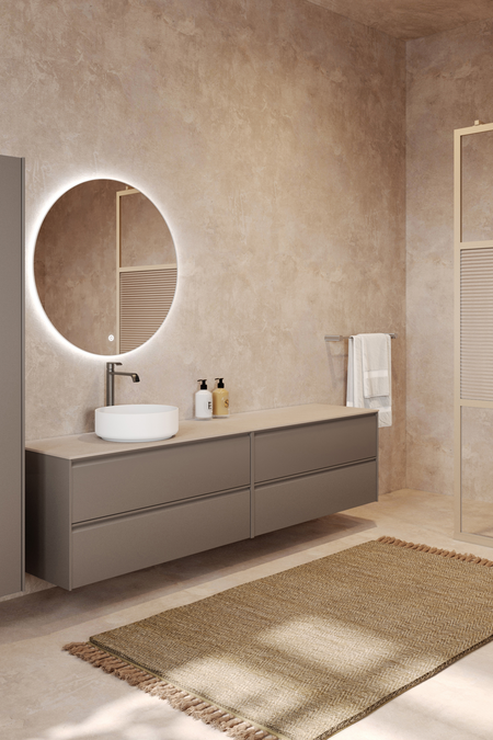 Double cabinet with round countertop basin Luna L09