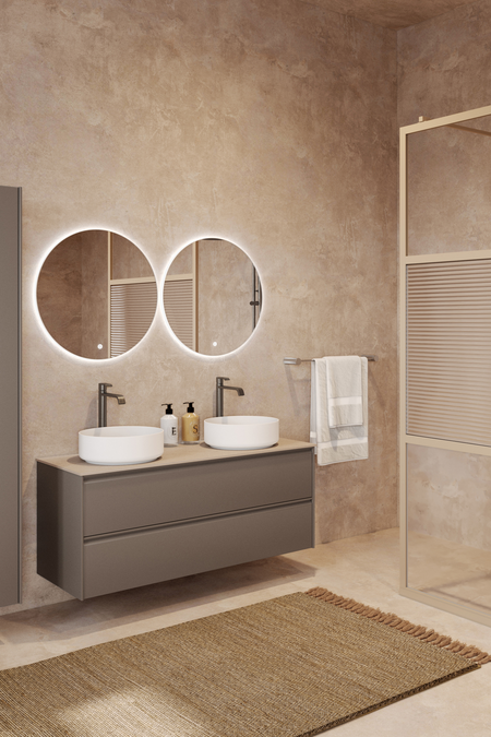 Cabinet with two round countertop basins Luna L10