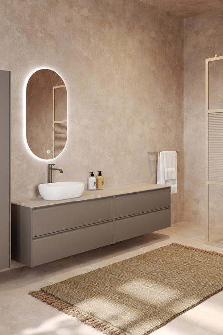 Double cabinet with oval countertop basin Luna L13