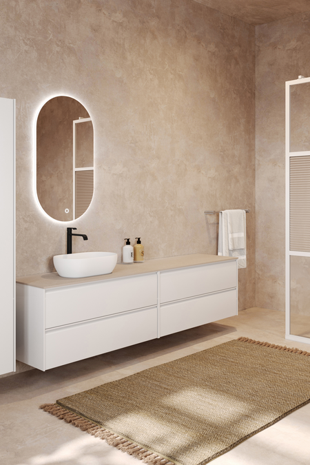 Double cabinet with oval countertop basin Luna L13