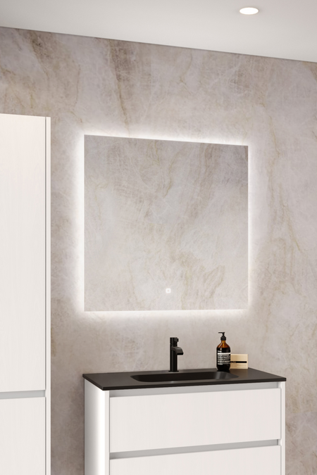 Rectangular mirror with tuneable ambient lighting Trento U01