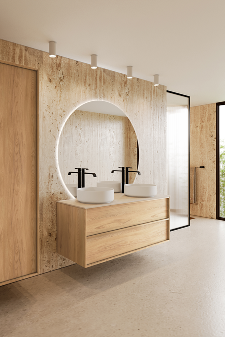 Cabinet with two round countertop basins Casa H10