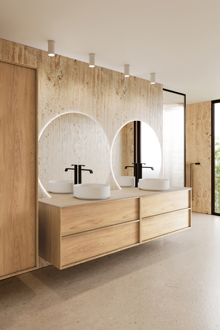 Tupla-allaskaluste kahdella pyöreällä malja-altaalla Casa H11