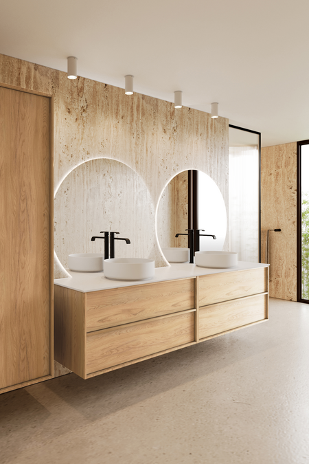 Tupla-allaskaluste kahdella pyöreällä malja-altaalla Casa H11