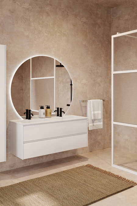 Cabinet with Corian twin basin Luna L05