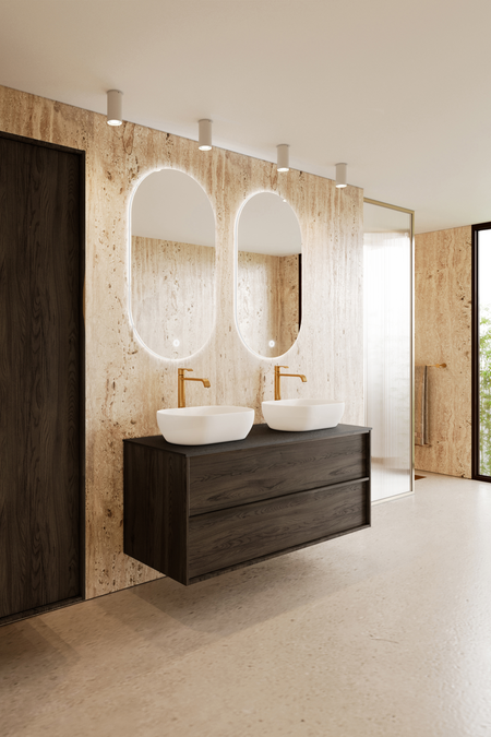 Cabinet with two oval countertop basins Casa H14