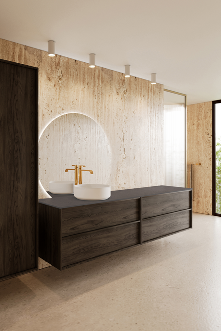 Double cabinet with round countertop basin Casa H09