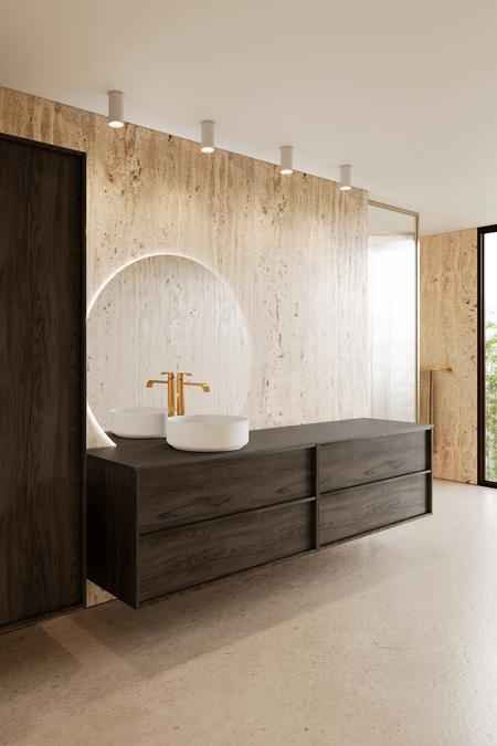 Double cabinet with round countertop basin Casa H09