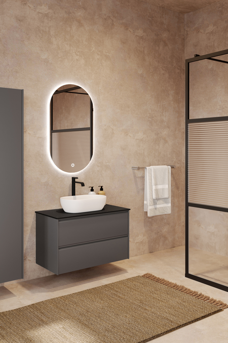 Cabinet with oval countertop basin Luna L12