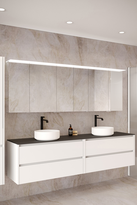 Six door mirror cabinet with light visor Modena Q14