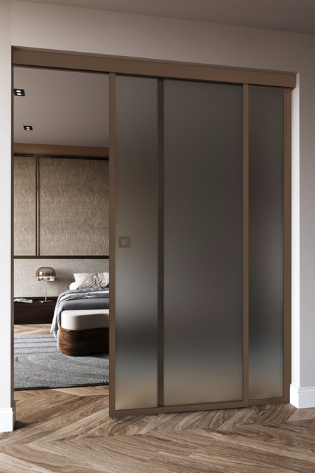 Sliding door with soft closing mechanism and fixed wall Inne C5N New York