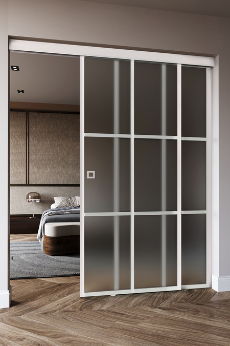 Sliding door with soft closing mechanism and fixed wall Inne C5P Paris