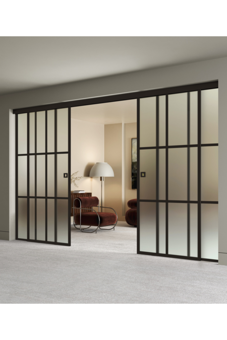 Double sliding doors with soft closing mechanism and 2 fixed walls Inne C4P Paris