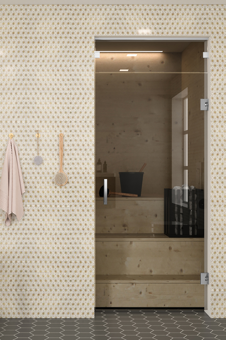 Saunan lasiovi yläikkunalla Classic 662